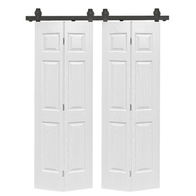 Porte pliante double en panneau de fibres à densité moyenne à finition bois aggloméré 48 po x 80 po 48 po x 80 po avec quincaillerie