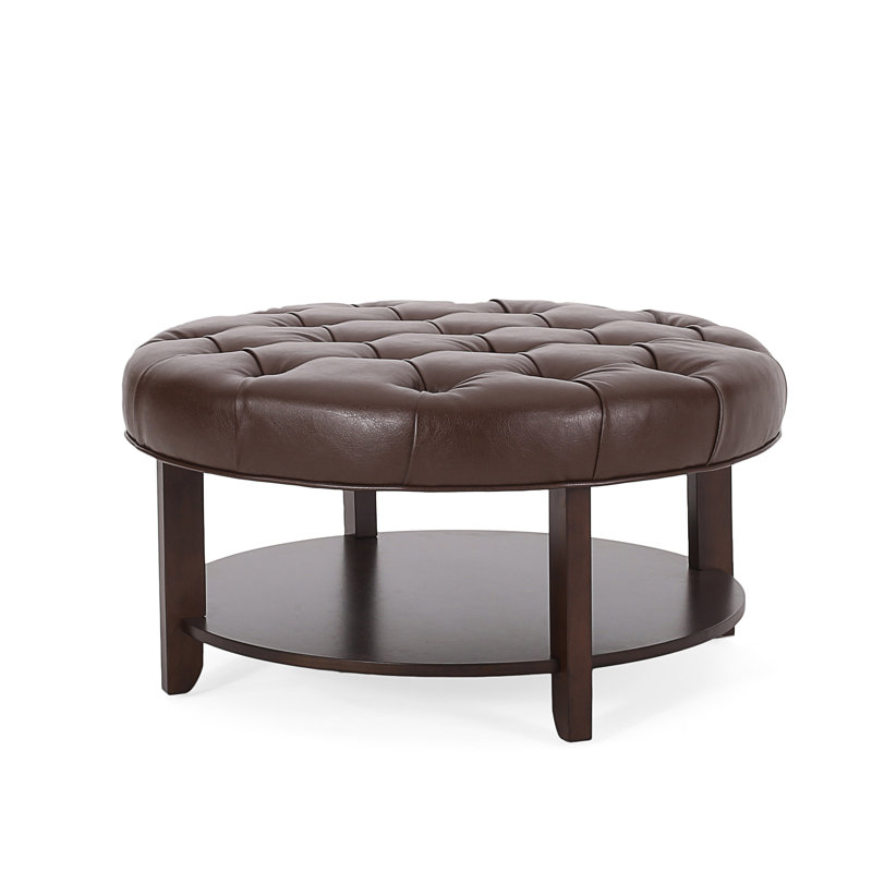 ROUND OTTOMAN, Dark Brown