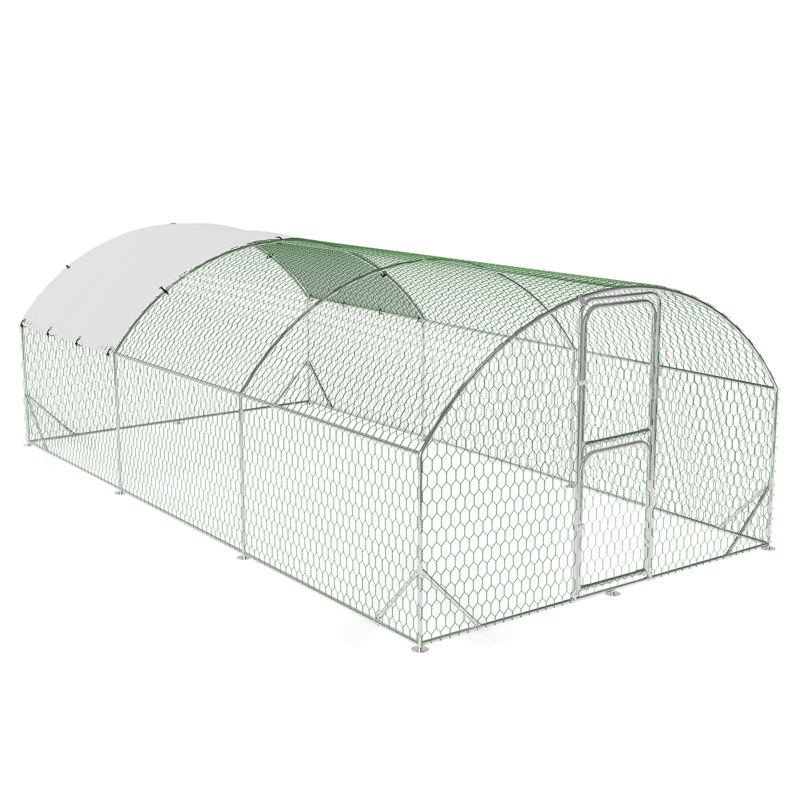 Walk-In Metal Chicken Coop – 9.8 FT, Large Chicken Run with Weatherproof Cover, Outdoor Poultry Cage for Hens, Ducks – Farm, Yard, Backyard