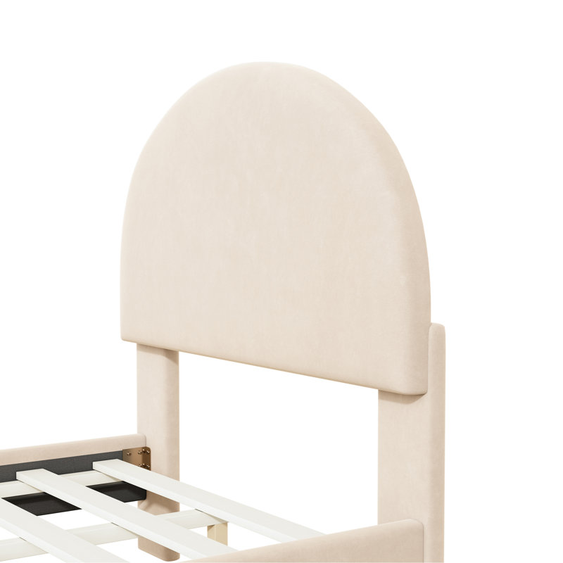 Vidyu Upholstered Platform Bed, Twin, Beige
