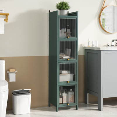 Modern Four - tier Glass Door Cabinet with Five - tier Storage, Durable and Stylish for Organized and Elegant Living Spaces