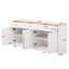 160cm Farmhouse Sideboard Buffet, 4-Door Storage Console with 3 Drawers & Adjustable Shelves,  White & Oak