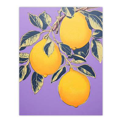 Wall Art Print Lemon Tree Branch Vibrant Purple Kitchen Artwork Poster
