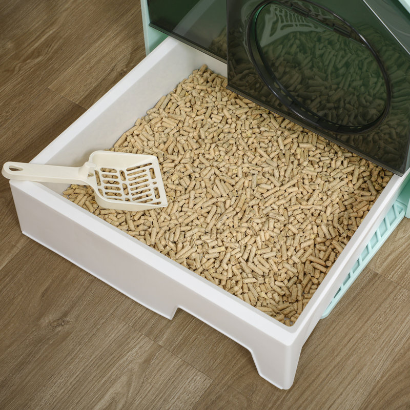 Bac à litière pour chat à capuche avec tapis pour chat