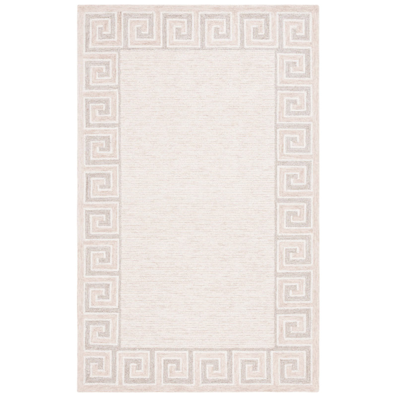 Shawnea Hand Tufted Wool Cotton Geometric Rug in Brown/Ivory, Rectangle 4' x 6'