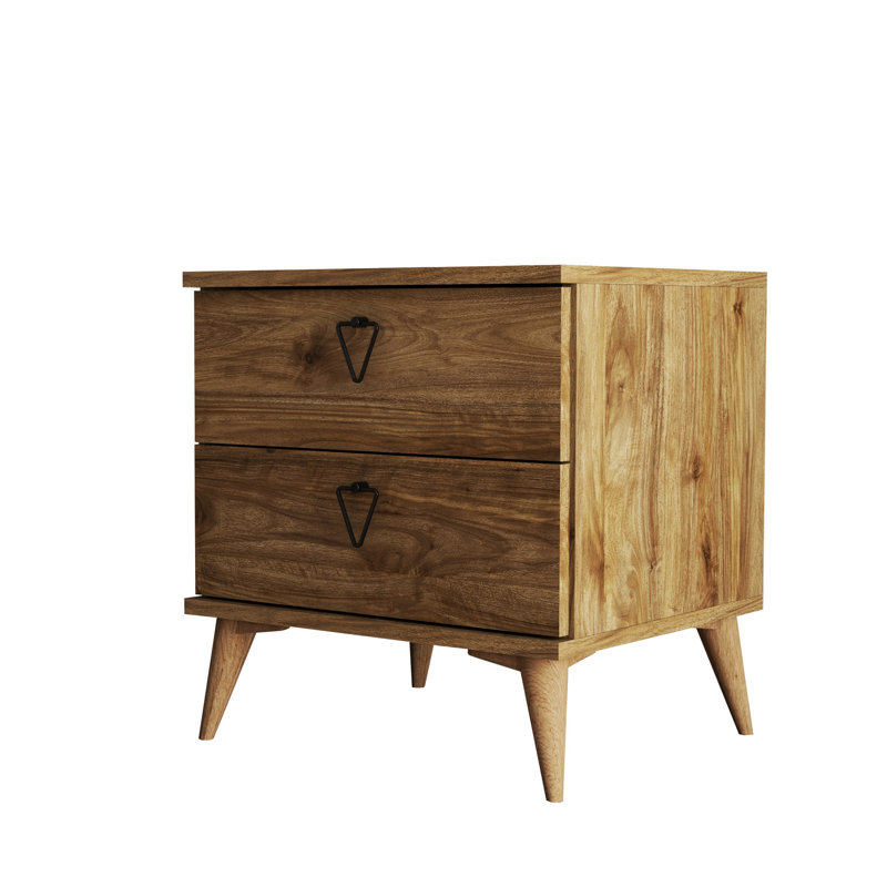Wickenburg 52cm W Manufactured Wood Bedside Table, Walnut
