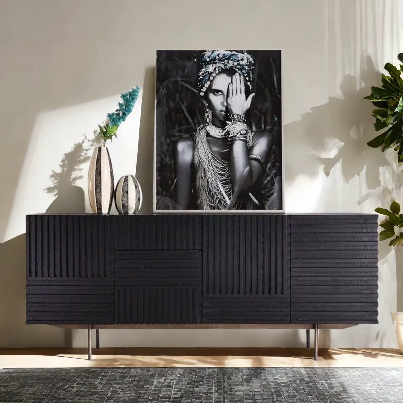 Minimalist Solid Wood Sideboard, 31.5" H x 78.7" W x 17.7" D