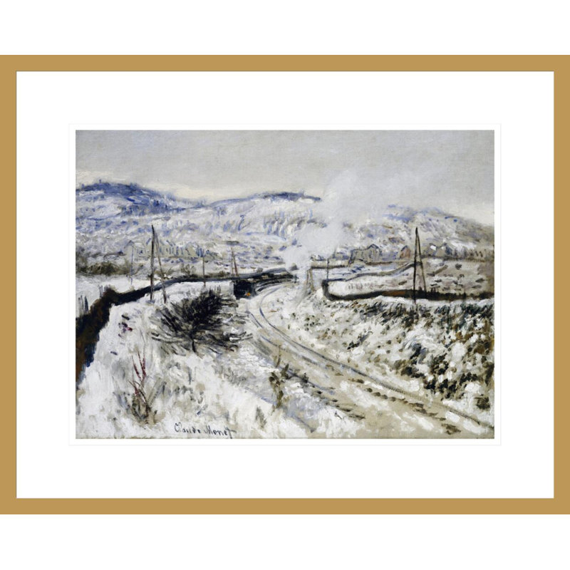 «Train In The Snow at Argenteuil» par Claude Monet, impression giclée encadrée, H 17,56 po x l 21,75 po
