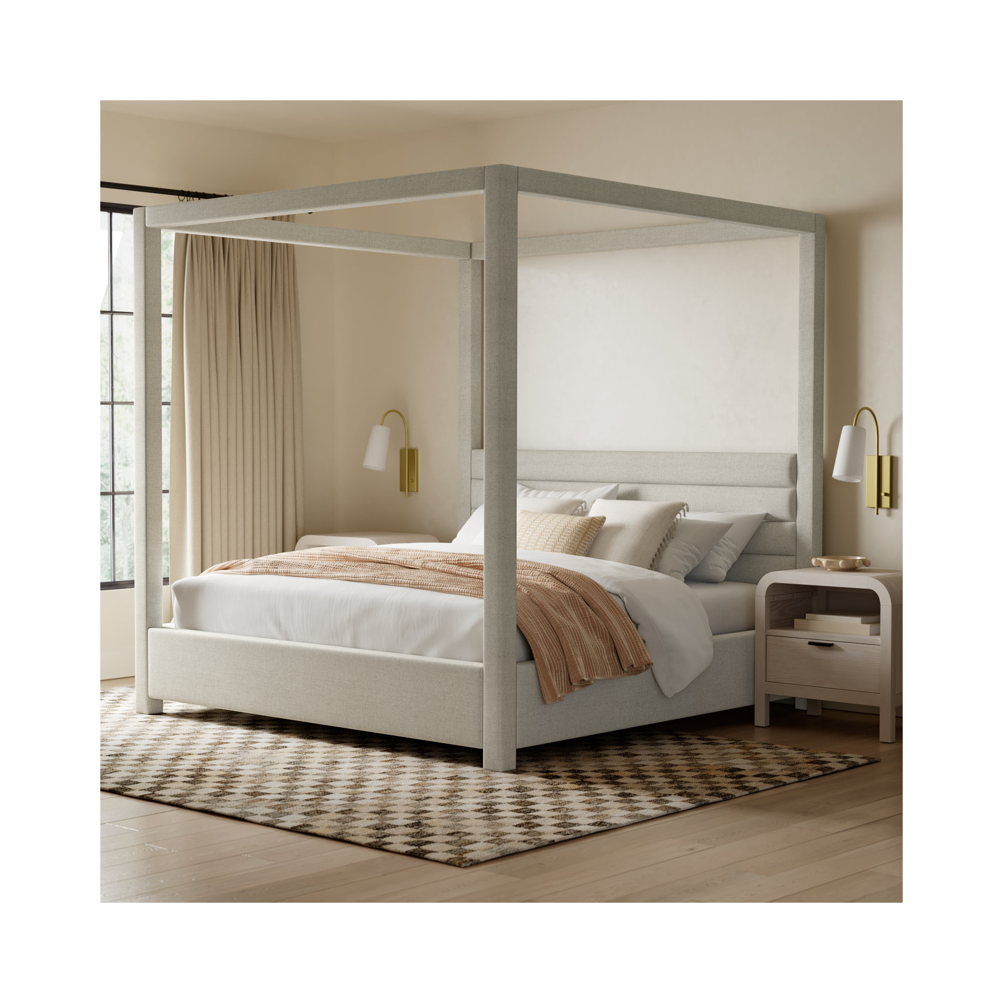 Herma Upholstered Canopy Bed, King