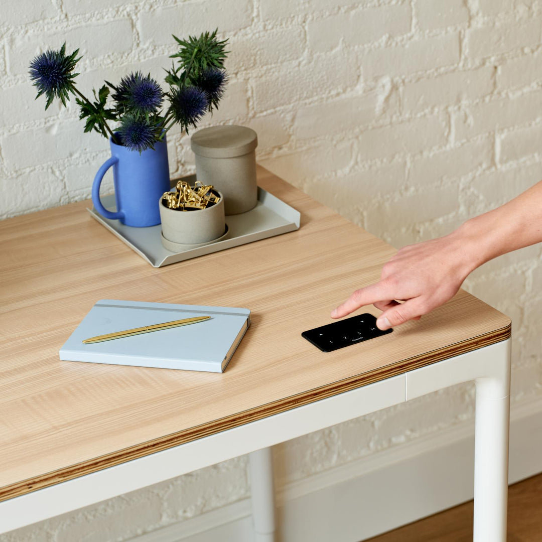 Standing Desk, 44.6" H x 48" W x 27" D, Woodgrain, White