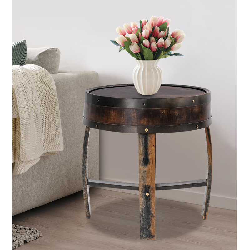 Round Barrel-Style Side Table End Table