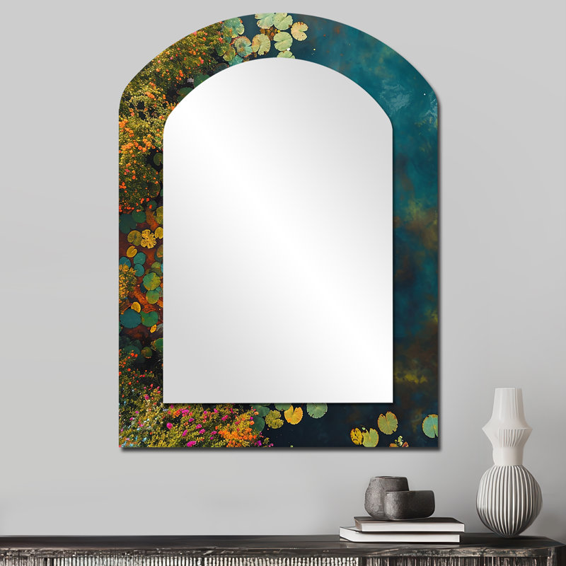 Dériveur flottant du lac Autumn - miroir mural décoratif asymétrique bateau, 34 po x 25 po