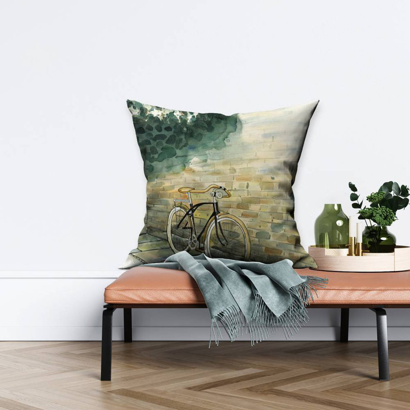 Old urban bicycle - 26"x26" Throw pillow - Poly twill - Print on demand, 26" x 26"