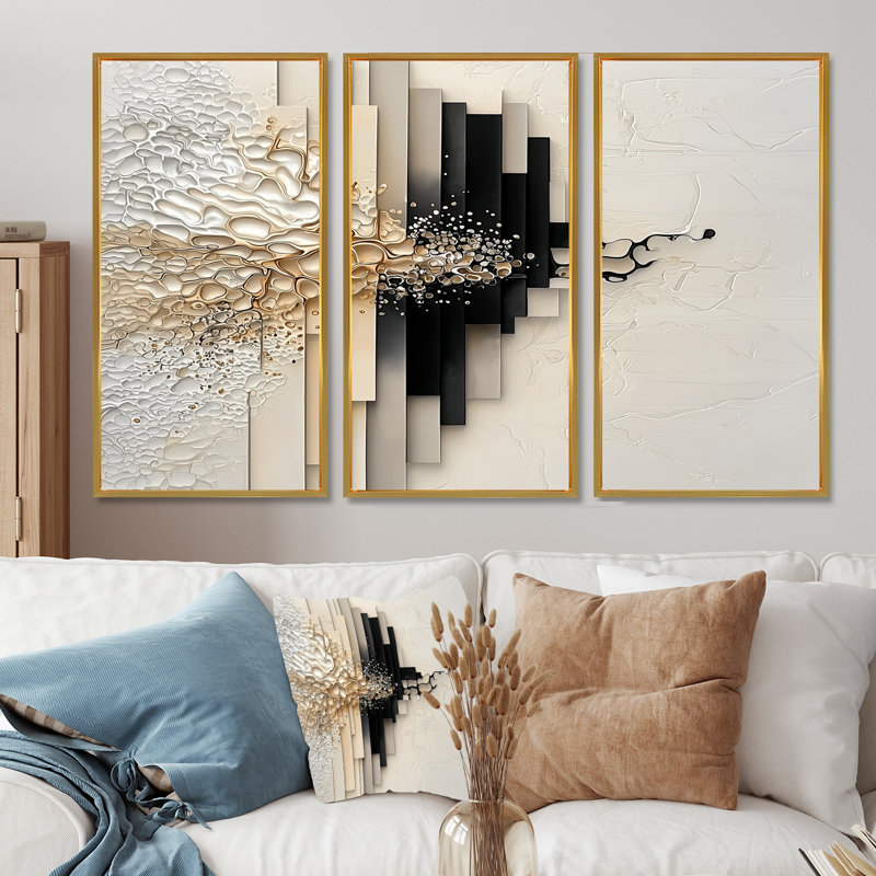 Composition avec formes abstraites suprême - ensemble d'art abstrait, Reproduction avec cadre flottant, H 28 po x l 36 po