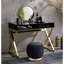 Meuble-lavabo noir et doré avec structure en métal, miroir inclus, plateau à bijoux et 2 tiroirs de rangement, 42 po de largeur, structure de 50 po de hauteur