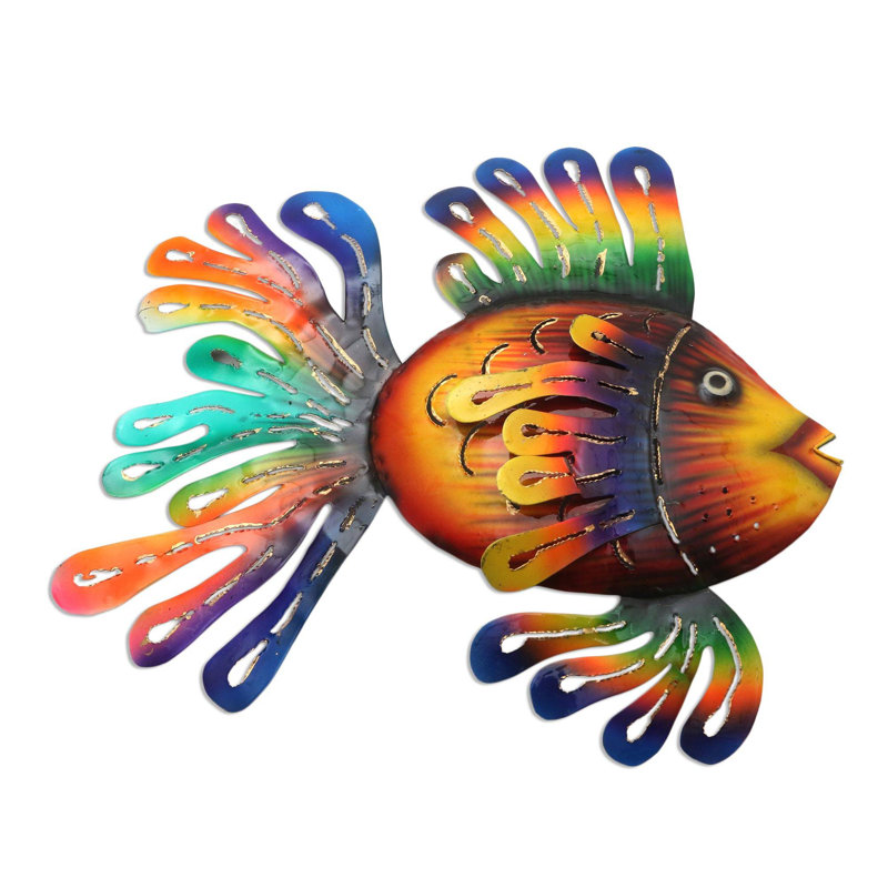 Décoration murale poisson flamboyant et métal