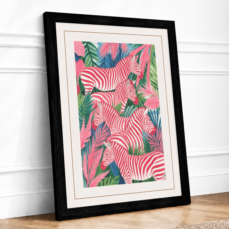 Zebra Pattern Tropical - Framed Print, A2 - 59.4 x 42.0 cm, Black