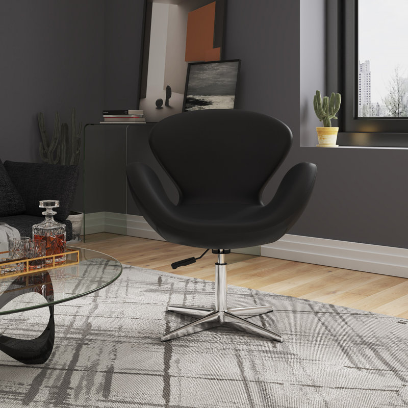 Fauteuil ballon pivotant rembourré en laine Raspberry, Noir