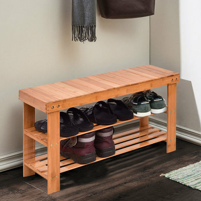 6 Pair Solid Wood Shoe Rack