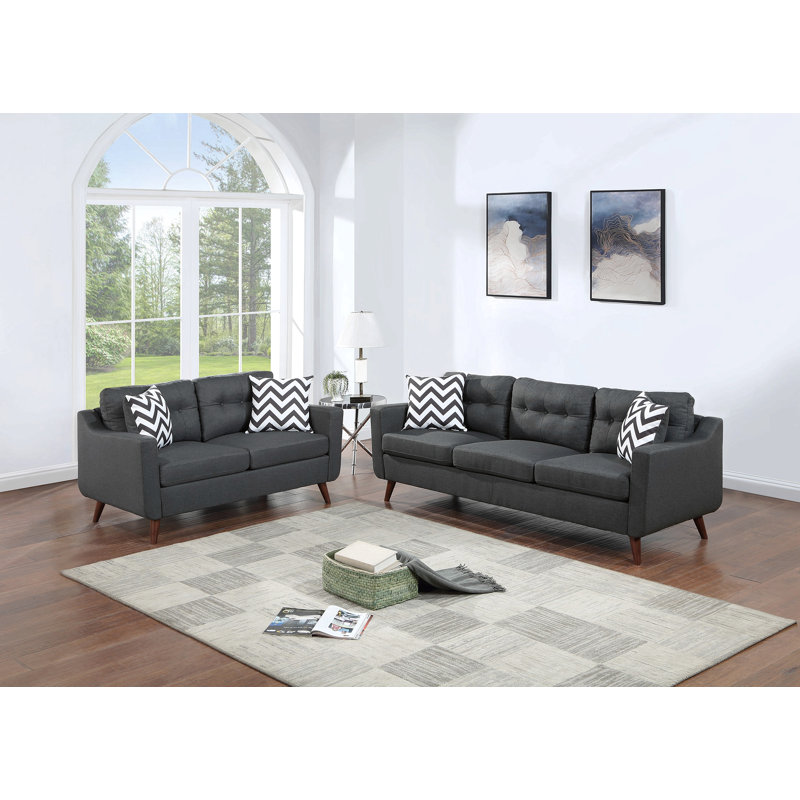 Causeuse moderne avec coussins et coussins 2 pièces, Noir