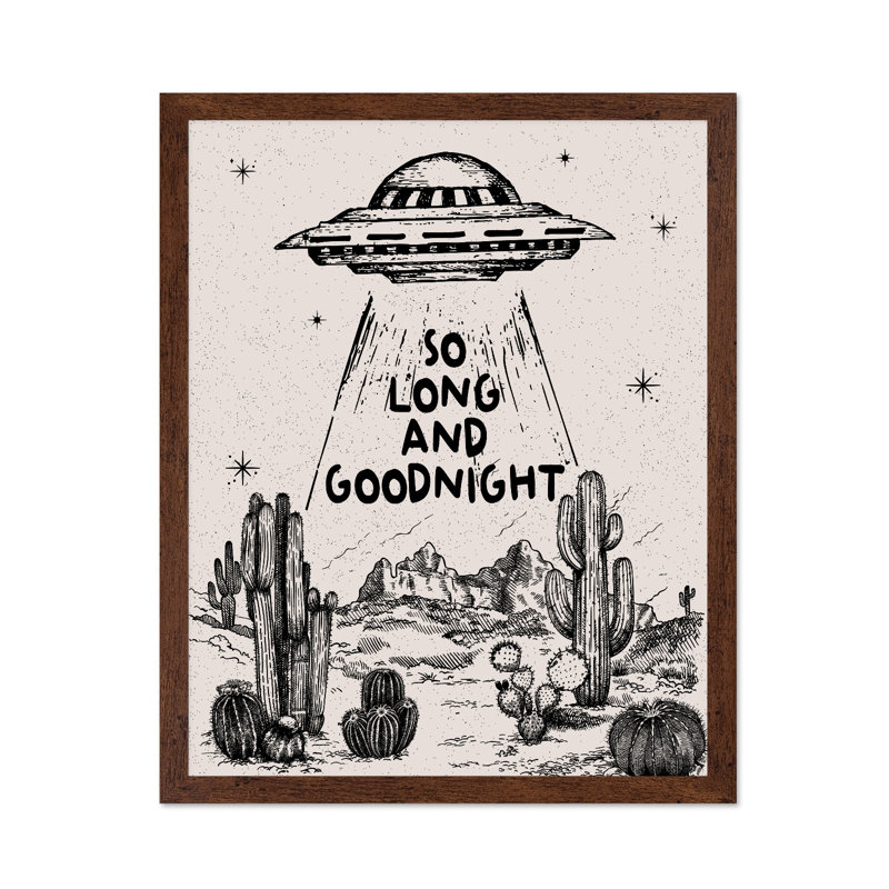 Beige «So Long And Goodnight», Poster, 24"H x 32"W, Brown Framed