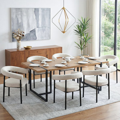 7-Piece Industrial Rectangular Dining Set For 6