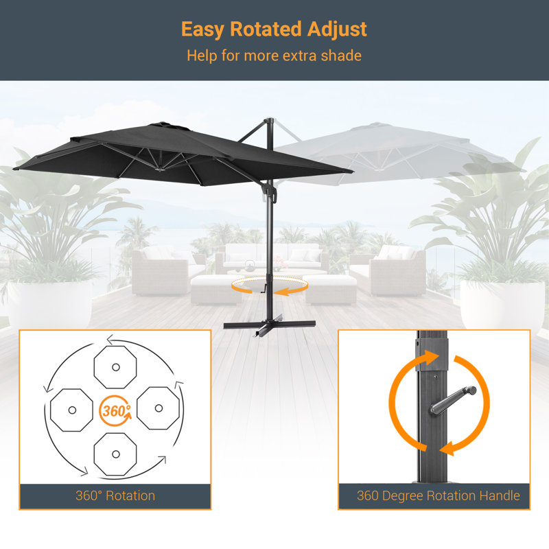 Parasol Deazia 120 avec contrepoids inclus, Noir