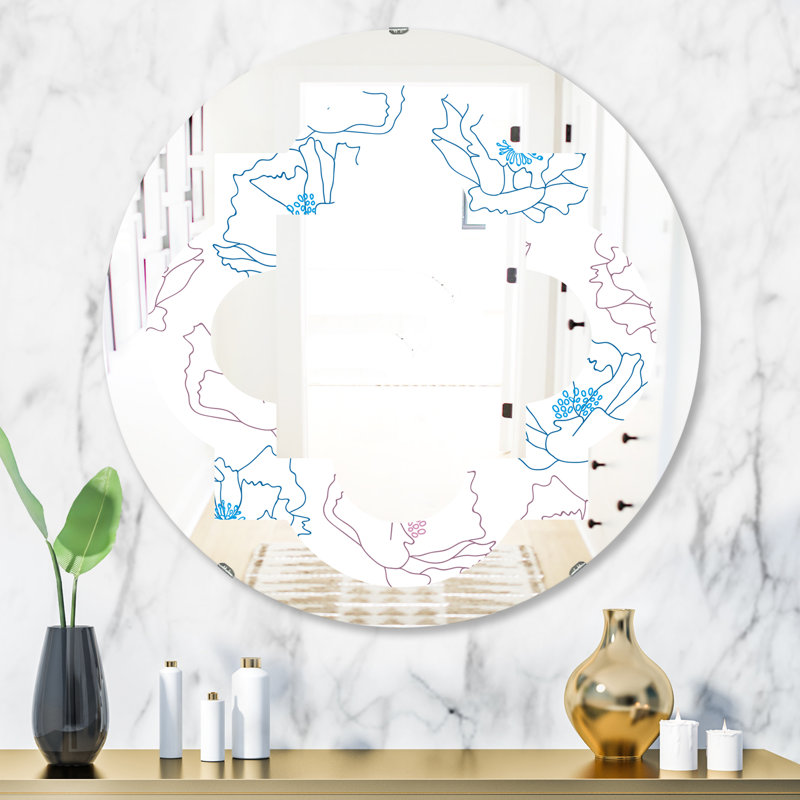 Miroir mural quatre coquelicots, H 31,5 po x l po
