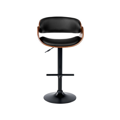 Pembrooke Swivel Upholstered Faux Leather Adjustable Height Bar Stool with Steel Frame
