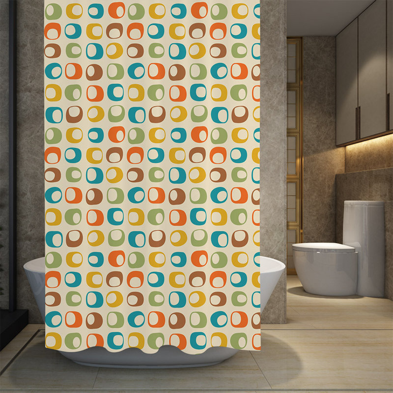 Rideau de douche simple à motif géométrique Esai, H 72 po x l 70 po