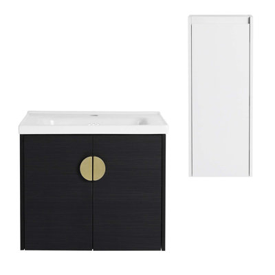 Meuble-lavabo mural polyvalent avec matériaux de qualité supérieure et armoires supplémentaires