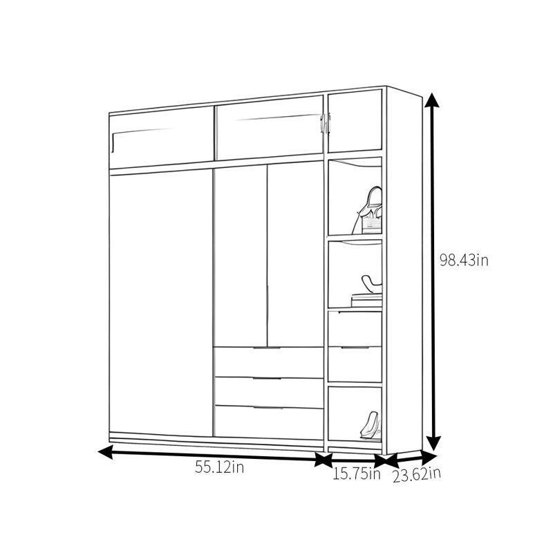 Armoire classique rétro, H 98,43 po x l 70,87 po x P 23,62 po