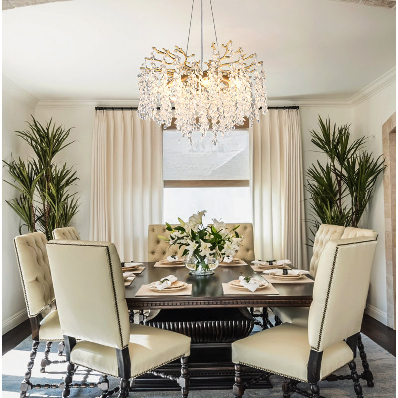 Luminaire suspendu de style campagne moderne en érable à 8 lumières avec raisins dorés, Gold Grape, 8-Light