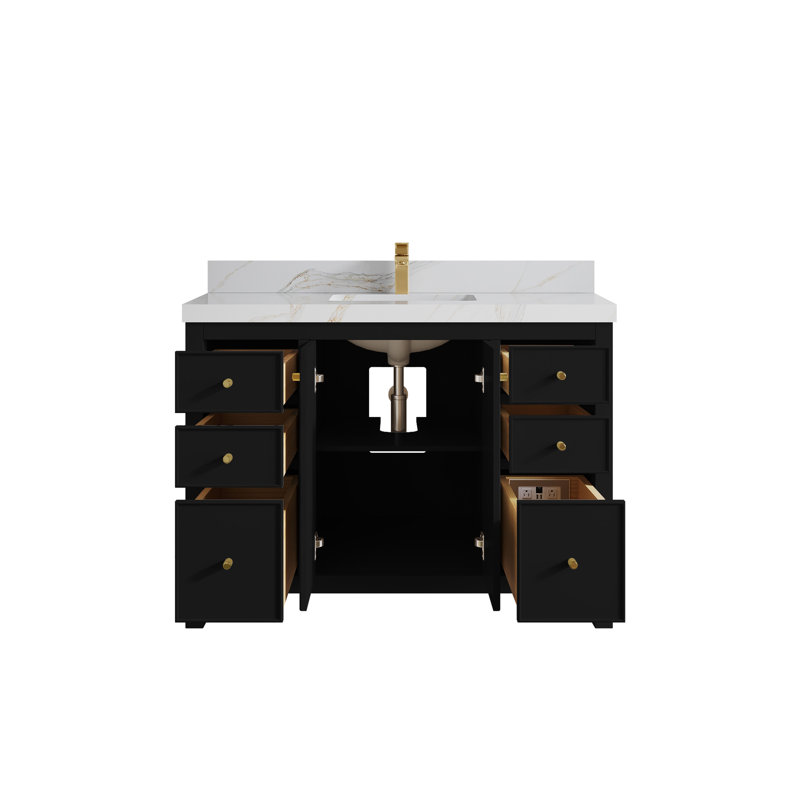 Ensemble de meuble-lavabo simple 48 po Chicago, Sienne Calacatta