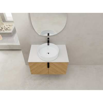 30" Bathroom Vanity Featuring Ceramic Art Sink, Artificial Stone Slab, Appearance For Design With Top Design, And Plywood Base