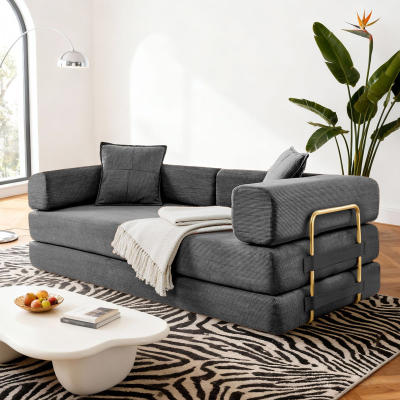 Divan-lit convertible Boneless 4-en-1, matelas de sol pliant, Gris