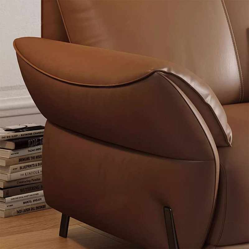 Canapé modulaire brun en cuir véritable, H 32,28 po x l 86,61 po x P 36,61 po