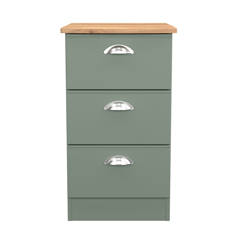 Conners 40cm W Manufactured Wood Bedside Table, Reed Green/Riviera Oak