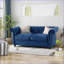 Causeuse de style Chesterfield avec capitonnage profond Détails cloutés | 61,75 po de largeur | Velours bleu marine-1060505843