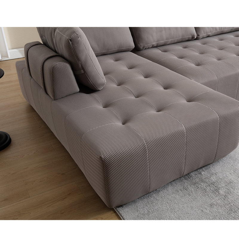 138,5 "rembourré modulaire, 6 en maille grise respirante pour une décoration élégante, H 30,59 po x l 140,64 po x P 68,03 po