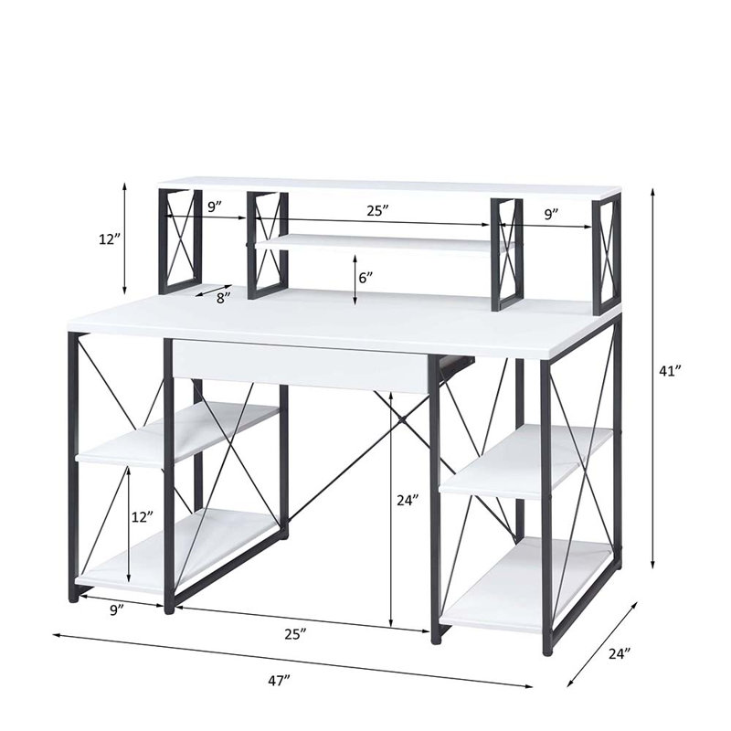Nawaf Multifunctional Writing Desk, White/Black