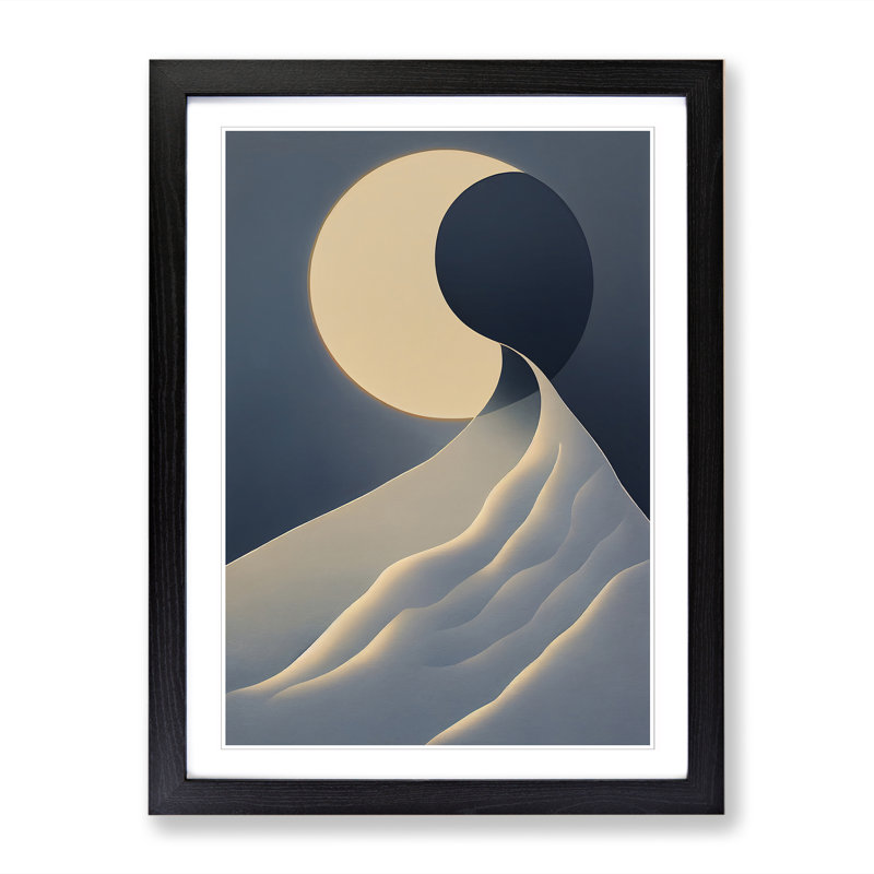 Winter Landscape Minimalism - Single Picture Frame Print, Black, 34cm H x 25cm W x 2cm D