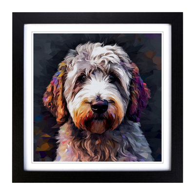 Labradoodle Glitch No.1 - Single Picture Frame Print on Wood