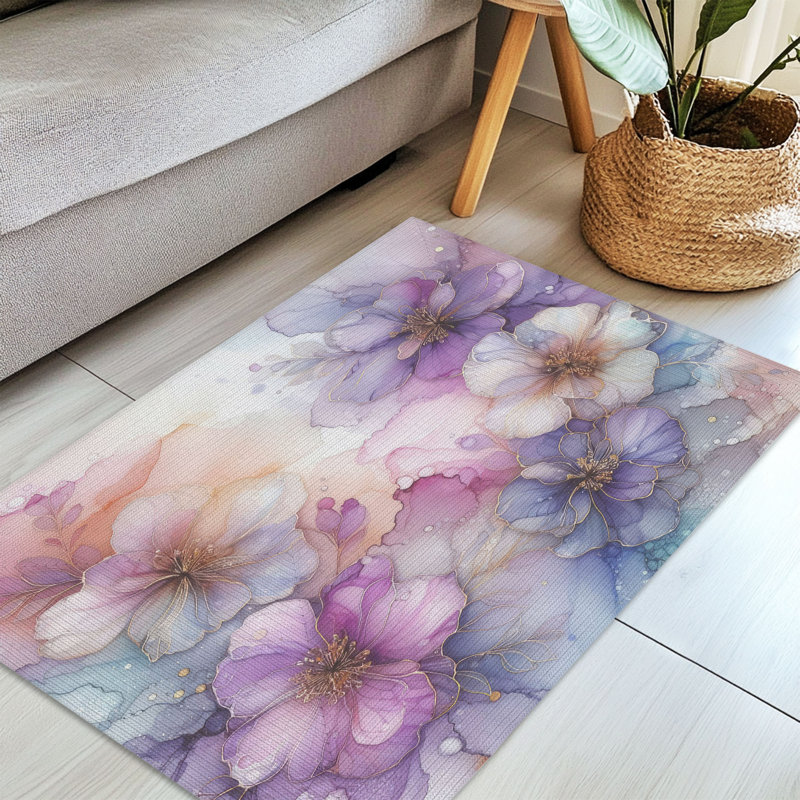 Tapis tressé à encre violette, Rectangulaire 3 pi x 5 pi