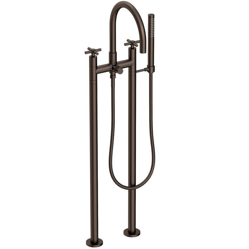 Exposed Tub & Hand Shower Set W/Risers, English Bronze
