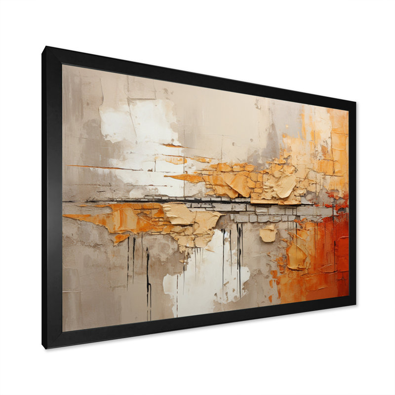 Abstract Canvas Wall Art, Orange Impressionist Style Print - Orange Impressions I, Black Single Picture Framed