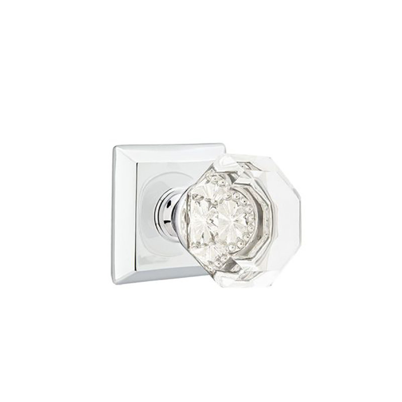 Passage Old Town Clear Knob with Quincy Rose, Polished Chrome