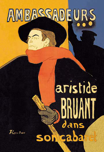 « ambassadeurs : aristide bruant dans le fils brumeux cabaret » par toulouse-lautrec rétro
