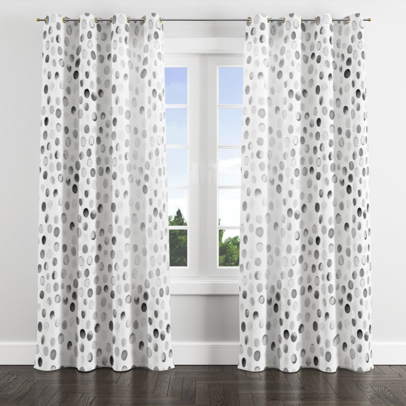 Rideaux en velours Modern - formes géométriques avec œillets gris - 1 panneau, L 52 po x L 95 po, Œillets dorés