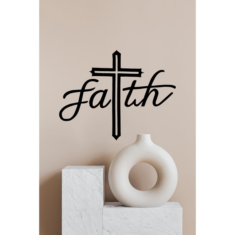 Faith Cross Wall Decal Christian, Noir, noir, noir, noir, H 9 po x l 7 po x P 1 po